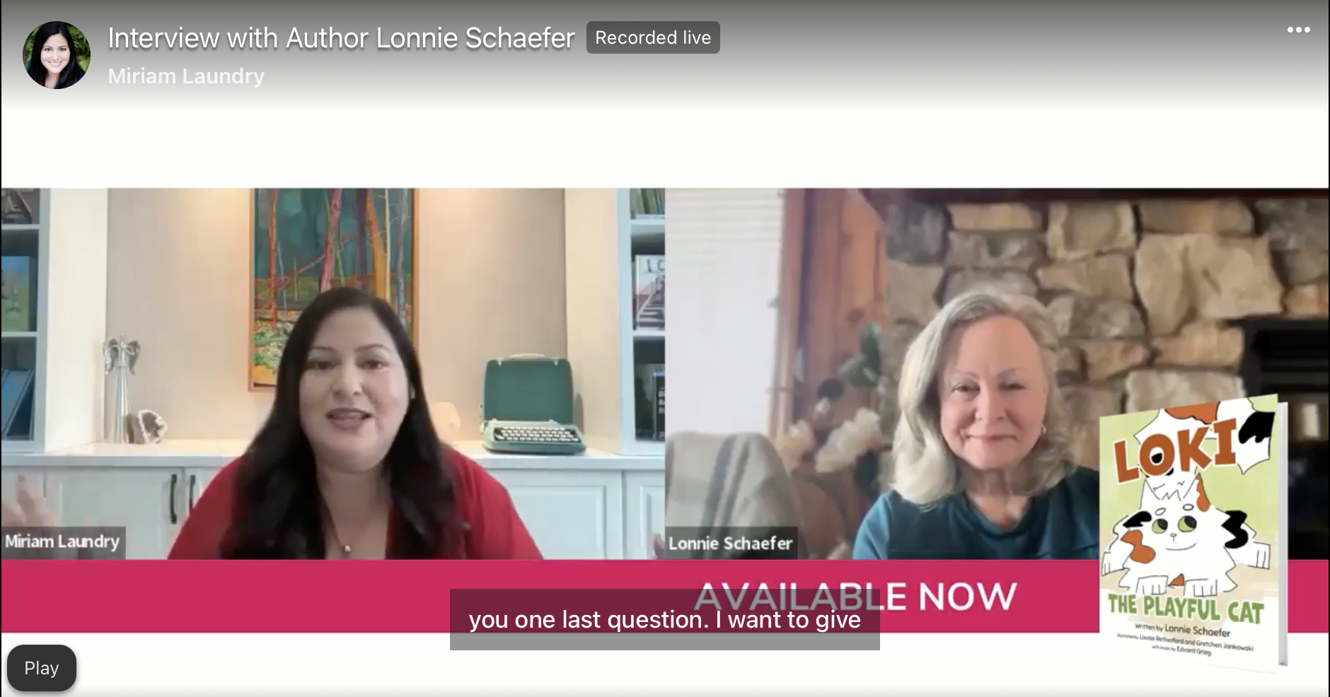 LIVE interview with Miriam Laundry